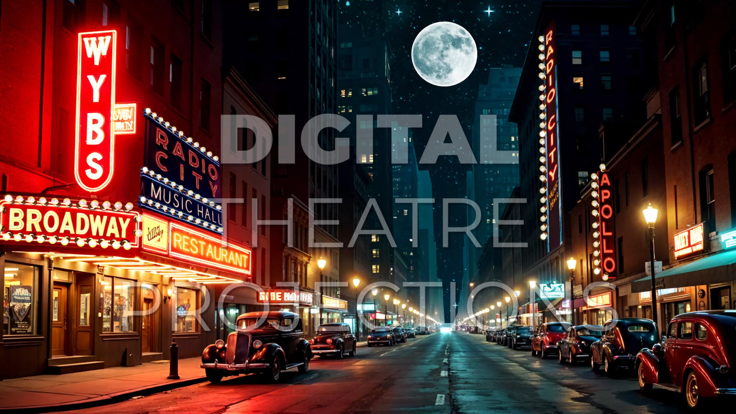 Annie: City Night Backdrop Video