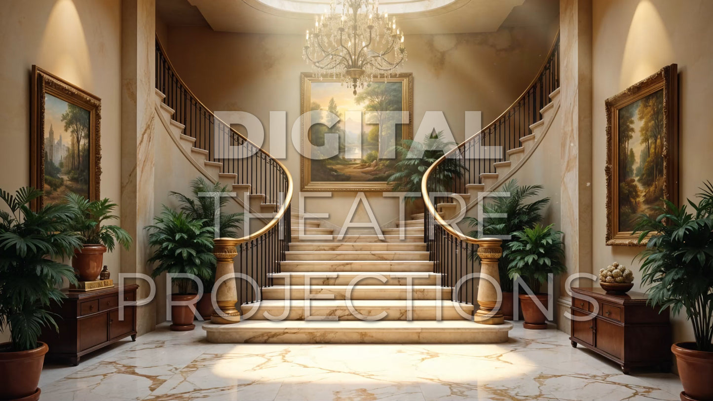 Annie: Mansion Foyer Backdrop Video